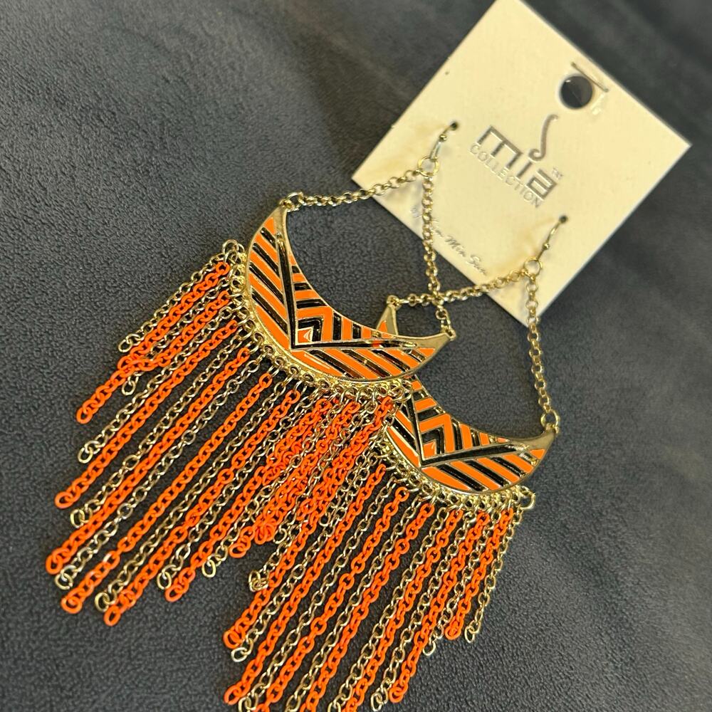 Mia brand‎ earrings- orange gold dangle chandelier colorful